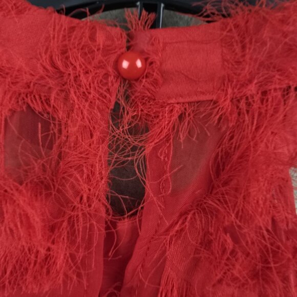 Shein Womens Red Fringe High-Neck Sleeveless Top Lightweight Polyester - Picture 3 of 8